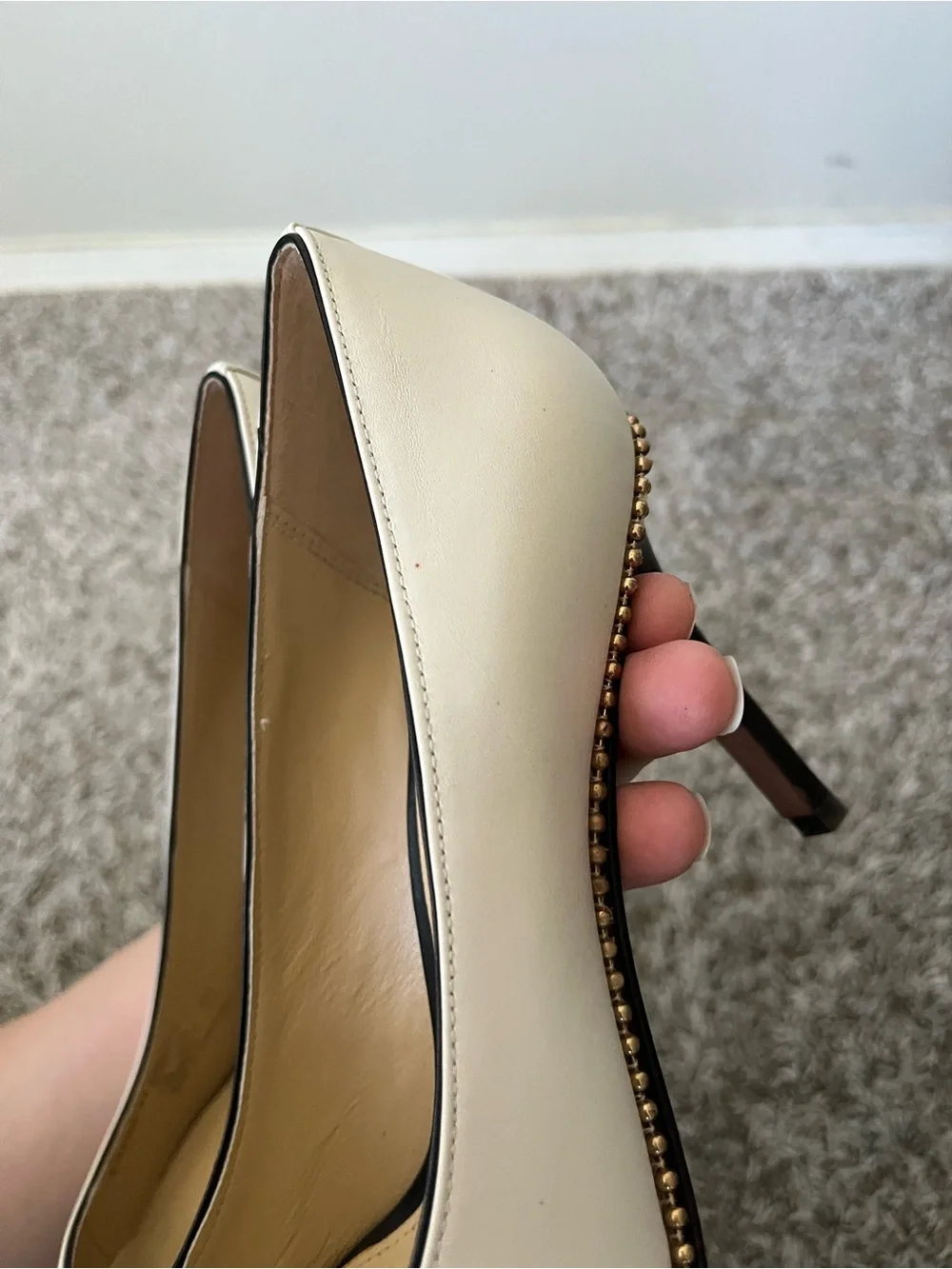 Coach Chalk Tamera Dress Nappa Chain Detail Pump Heels Women's Size 7.5 - Picture 12 of 14